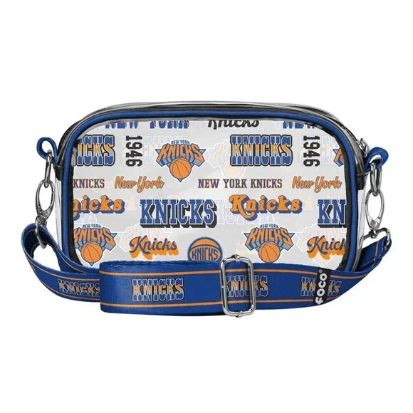 FOCO Unisex's NBA Team Knicks Logo Stripe Clear Crossbody Bag, Retro Print - Picture 1 of 8